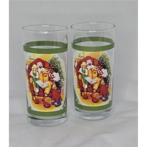 Vntg Christmas Ronald McDonald Storytime Glass Tumblers Diversity Multicultural
